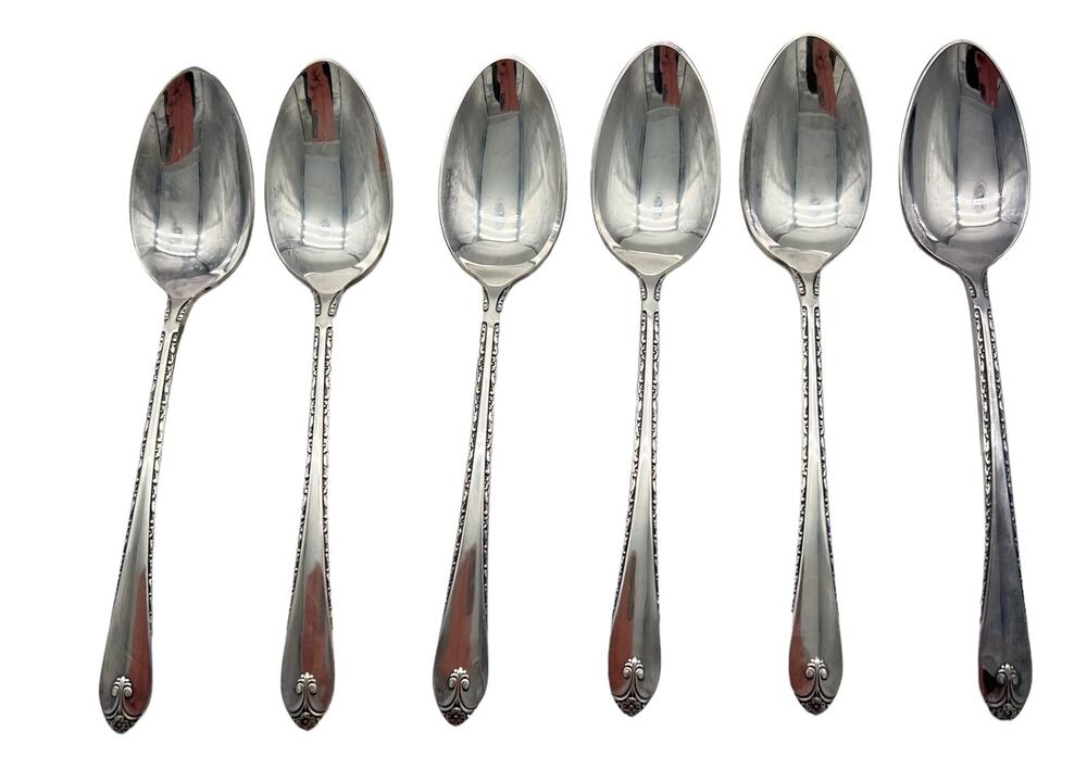 Vtg Wm Rogers & Son IS Silverplate Exquisite Pattern Set of 6 Teaspoons 1940s